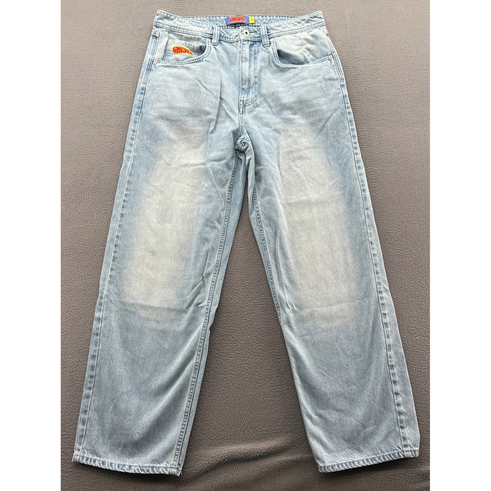Empyre Jeans Men's 32x30 Light Wash Relaxed Fit Boombox Embroidery Streetwear